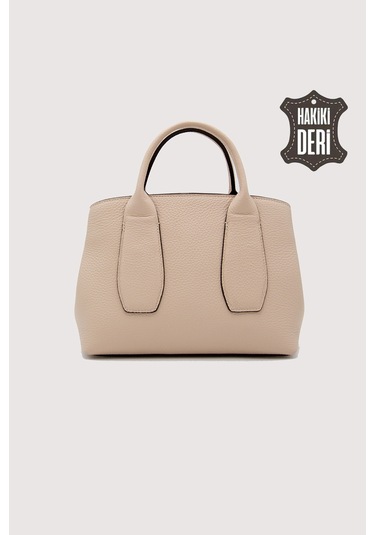 Hakiki Deri Kadın El Çantası Pudra Smr9226 Pudra