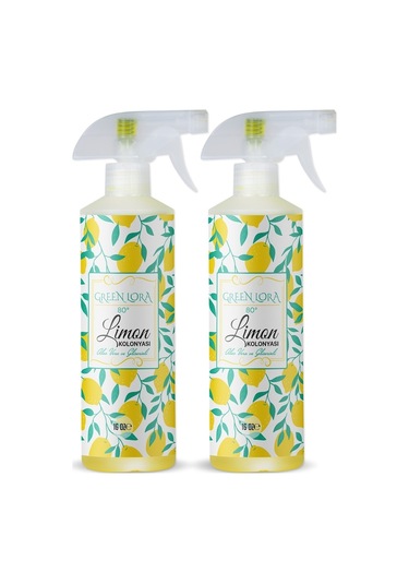 Green Lora 80 Derece Aleo vera ve Gliserinli Limon Kolonyası 16 Oz 473 ML x 2