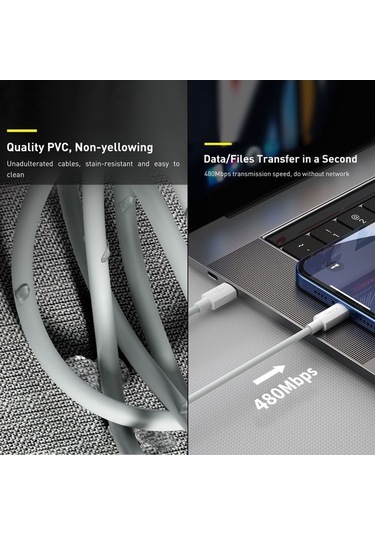 Flybuy Baseus 2 Adet 1.5m Beyaz Type-c İphone Kablosu Pd 20w Hızlı Şarj