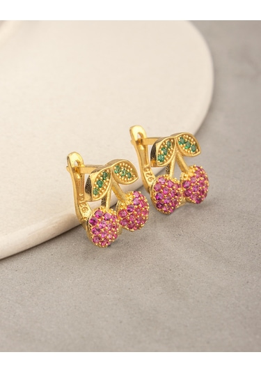 925 Ayar Gümüş Çocuk Kiraz Küpe