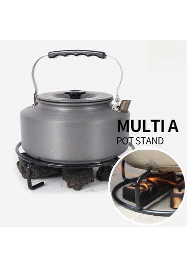 Wezone Siyah Dışarıda Kullanım Demir Isı Yalıtımlı Tencere Tutucu, Kamp İçin Kaymaz, Taşınabilir Çok Amaçlı Su Kaynaklama Stantı Siyah