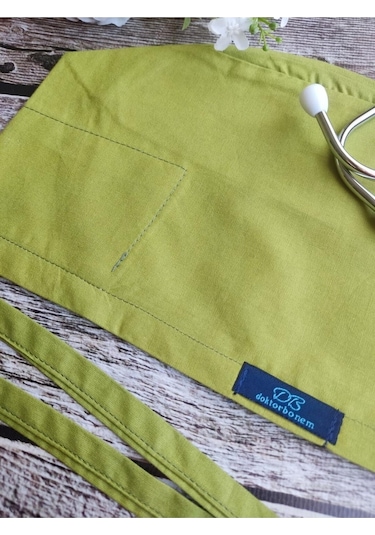 Tesettür Yağ Yeşili Tek Renk Cerrahi Bone Doktor Hemşire Sağlıkçı Bonesi Geniş Kesim