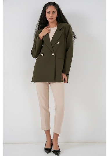 Bigdart Kadın Kruvaze Yaka Blazer Ceket 0722 - Haki