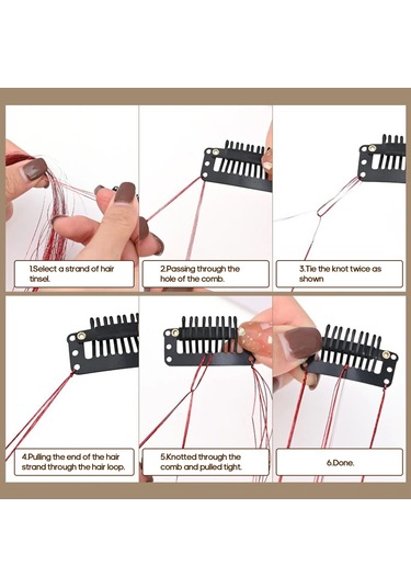Dofolink 90cm 12 Renkli Renkli Saç Ek Uzantısı, Parlak Renkli Metalik Ipler Ve Örgü İğnesi Seti Çok Renkli
