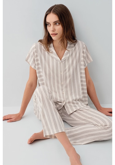 Pierre Cardin Kadın Krem Gömlek Pijama Takım Pc9178-s-v1 Krem