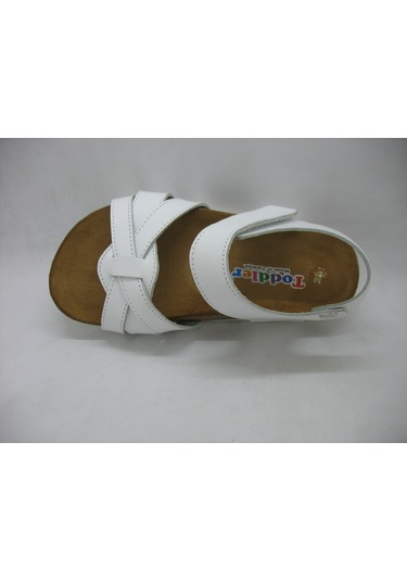 Toddler 390 Beyaz Deri,anatomik Mantar Taban Üç Bantlı Sandalet 2 Beyaz