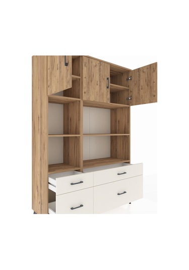 Hyperion Dolap 8 Raflı 4 Çekmeceli 3 Kapaklı 132x44x195 Çam-çam/aytaşı Atlas Çam/aytası