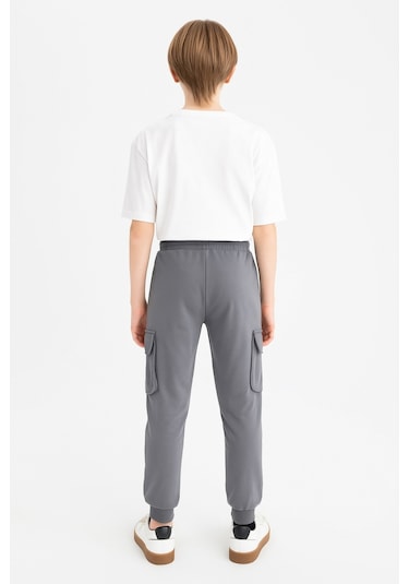 Erkek Çocuk Basic Kargo Cepli Jogger Paça Okul Eşofman Altı Ak2322-1 Gri