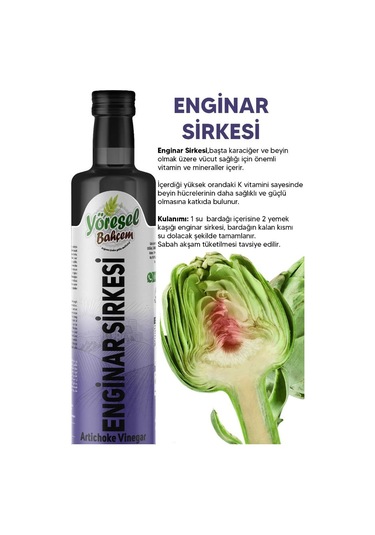 Yöresel Bahçem Enginar Sirkesi Doğal Fermantasyon 500 Ml
