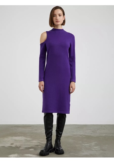 Neohit Omuz Dekolteli Triko Elbise 183652146 Koyu Mor