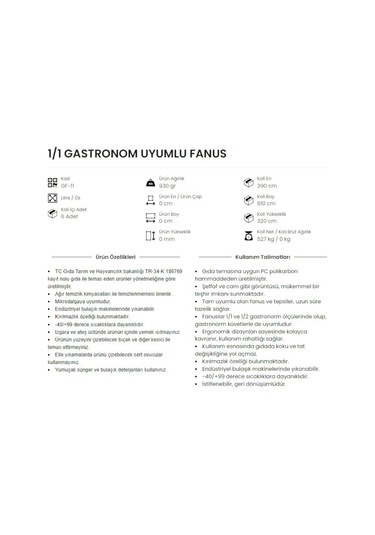 Fanus Kapaklı Şeffaf Tepsili Polikarbon 32.5cm 53cm Şeffaf
