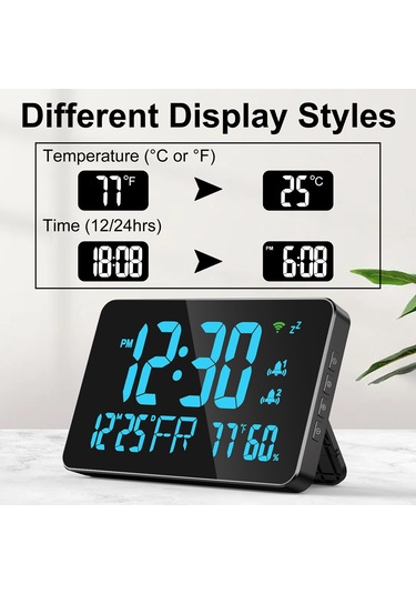 Tuya Wifi Masaüstü Saat Takvimi Dijital Led Ekranlı Turuncu