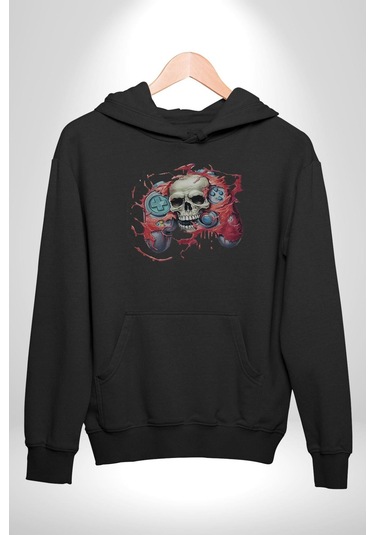 Oyun Kumandası İnsanı Ele Geçirişi Kadın Erkek Siyah Kapüşonlu Sweatshirt Hoodie Siyah