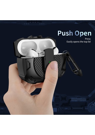 Airpods Uyumlu Pro Lock Darbeye Dayanıklı Bluetooth Kulaklık Koruyucu Kılıf İçin Siyah - Mor