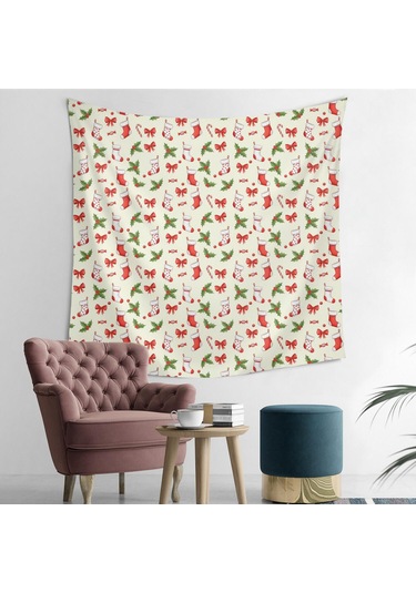 Noel Desenli 50x50 İnç Kare Duvar Halısı, Oturma Odası, Yatak Odası Ve Genç Odası İçin-a129