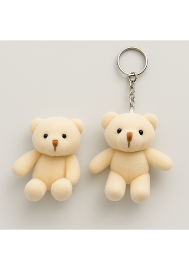 Sevgililer İçin Ayıcık Anahtarlık Sevimli Ve Anlamlı Hediye Bej