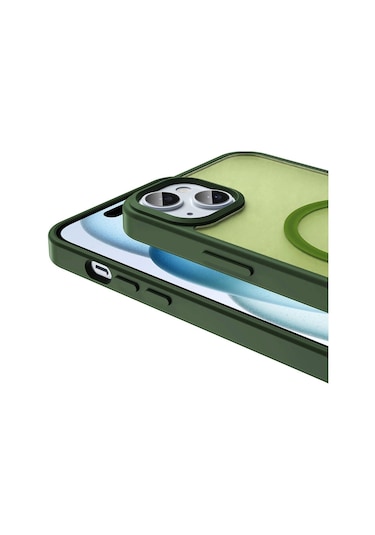 iPhone Uyumlu 13 Kılıf Magsafe Şarj Özellikli Mat Arka Yüzey Redclick Sio Kapak - Koyu Yeşil