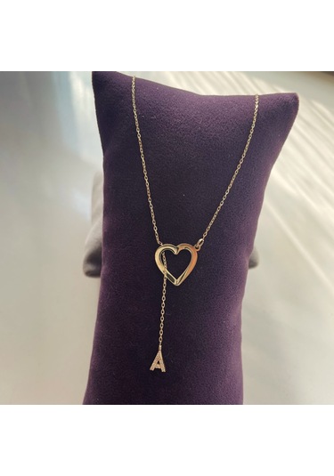 Gümüş Harfli Ve Kalpli Kolye