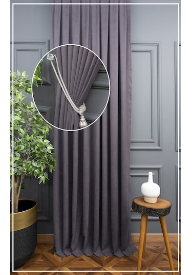 Taç Fon Perde - Gri