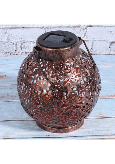 Tenfowee Güneş Enerjili Dış Mekan Demir Açık Desenli Askı Lambası - Ip55 Su Geçirmez Bahçe Dekoratif Işık