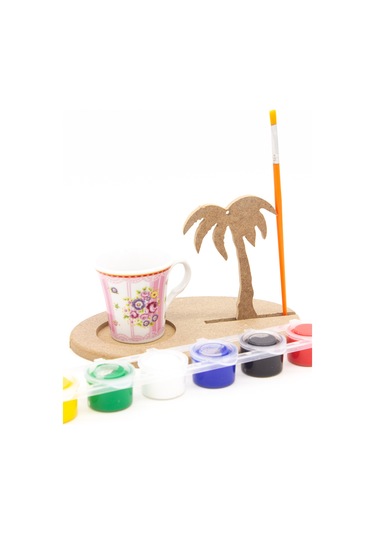 Na Neşeli Ahşap Yaz Temalı Ahşap Bardak Altı, Mumluk Ve Dekor Seti - Kahve Sunmu , Süs, Ahşap Boyama Model Bardakaltıpalmiyeboyalı