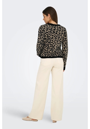 Only Kadın Onlleo V Yaka Desenli Örme Hırka 15349819 Siyah Siyah