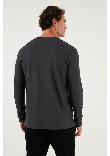 Buratti Pamuklu Bisiklet Yaka Slim Fit Basic Erkek Sweat 5905073 Antrasit