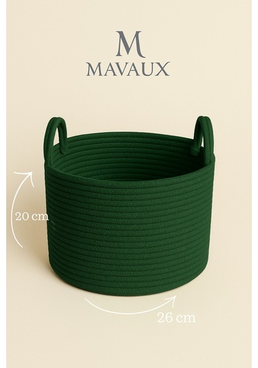 Doğal El Dokuma Hasır Jüt Sepet 20x26 Cm Dekoratif, Çok Amaçlı, Şık Ve Dayanıklı Saklama Sepeti Yeşil