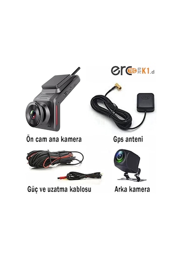 Erctec K1-d Uzaktan Canlı İzlemeli Sim Kartlı Fhd Gps Araç Kamera