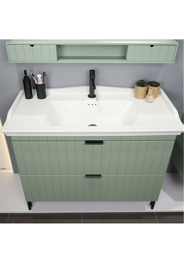 Kobos Noble 100 Cm Banyo Dolabı Seti Mint Yeşil