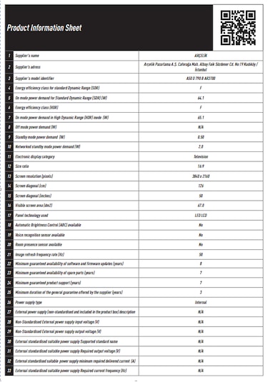 Arçelik 7 serisi A50 D 790 B  50" 4K Smart Android TV