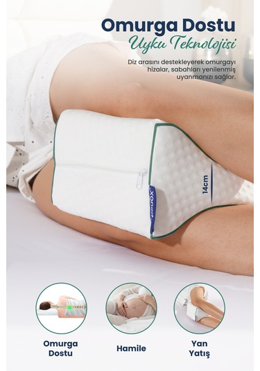 Bacak Arası Ortopedik Yastık Diz Arası Visco Yastık 25x19x14 Cm Beyaz