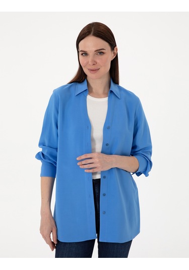 Pierre Cardin Kadın Mavi Gömlek Desenli 50311566-vr036 Mavi