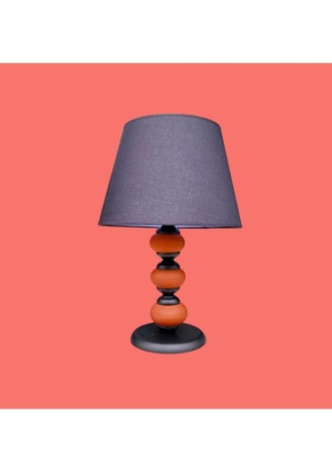 Odessa Abajur Siyah Metal Kırmızı Seramik Siyah Şapka Bordo