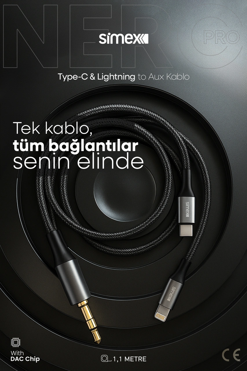 Simex 2in1 Dac Sa-03 Auxpro Kumaş Aux Kablosu