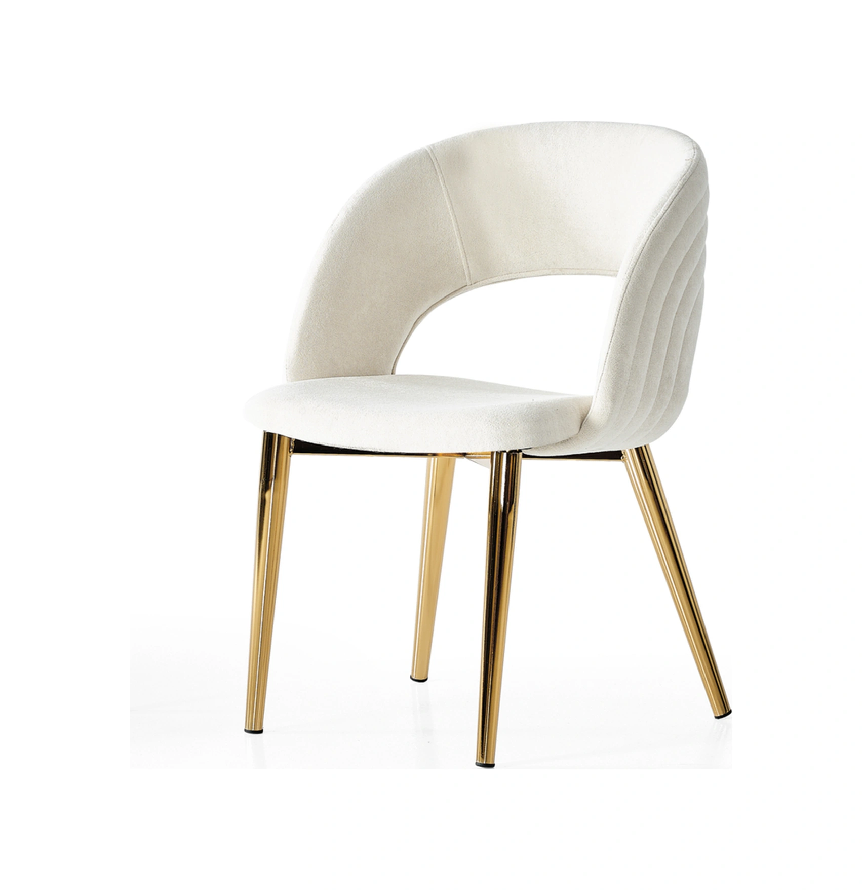 Dengema Mostar S88 Sandalye Krem Tiesto Polyester , Gold Metal Ayak Krem - Gold Ayak