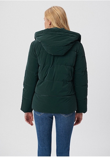 Mavi - Kapüşonlu Koyu Yeşil Şişme Mont 1110043-71929 Yeşil