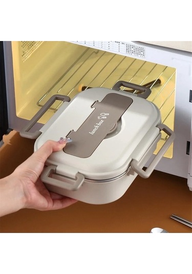 Yalıtımlı Taşınabilir Öğle Kutusu - Mikrodalga Isıtma, Krem Beyaz, Ulzyvf Krem - Beyaz