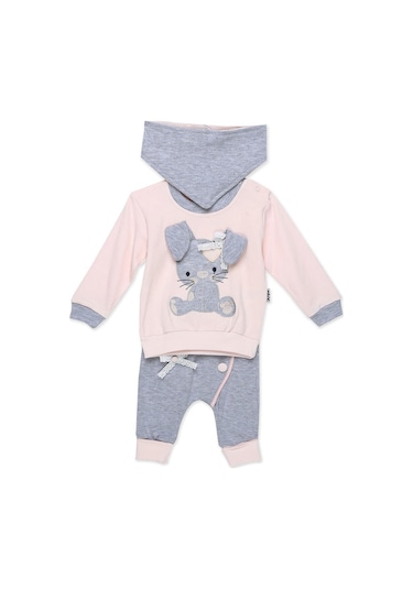 Düğmali Tavşan İkili Takım somon