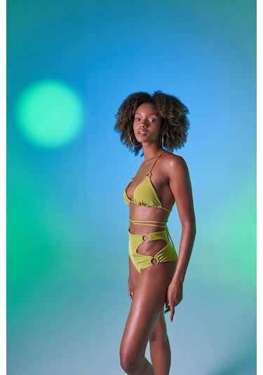 Holly Lolly Yüksek Bel Aksesuar Detaylı Delphi Bikini Altı Yeşil