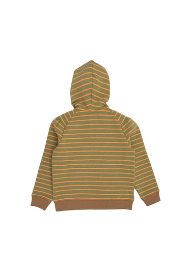 Recycle Pamuk Şardonlu Kapüşonlu Striped Kız Çocuk Ceket Çok Renkli