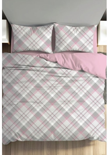 Cotton Box Fixbox Ranforce Tek Kişilik Lastikli Çarşafı Nevresim Takımı Linea Pudra Çok Renkli