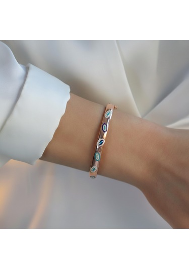 Fortuna Modeli Rose Gold Gümüş Kelepçe Gümüş