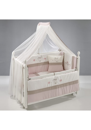 Meltem Kids Kral Sallanır Ahşap Anne Yanı Beşik 60 x 120 CM Beyaz - Pretty Pembe