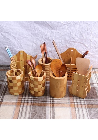 Suntek Doğal Bambu Mutfak Yemek Çubukları Gereçleri Tutucu