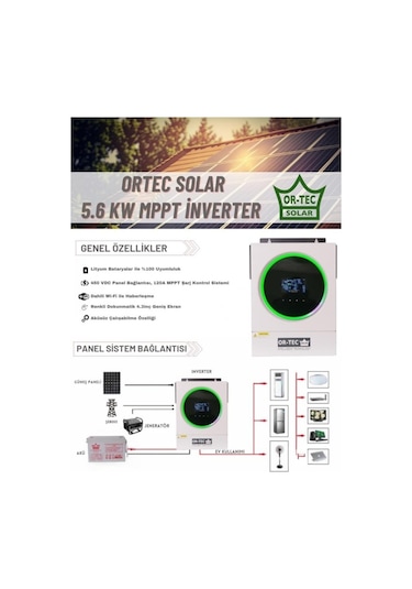 Ortec Solar 48v 5.6kW/5600va Mppt Wi-fi Tam Sinüs Akıllı İnverter
