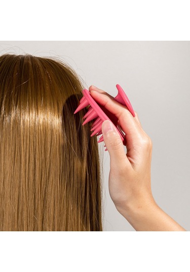 Suntek Silikon Saç Şampuan Fırçası Scrubber Duş Pembe