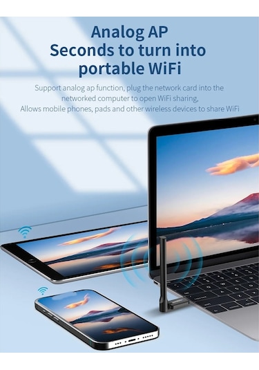 Sones Comfast Cf-940f 300mbps Wifi6 Usb Adaptörü 2.4ghz Wifi Anten Kablosuz Ağ Kartı