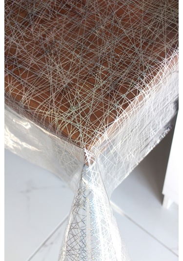 Pvc Şeffaf Desenli Silinebilir Muşamba Masa Örtüsü 440-çapraziplzr Gümüş