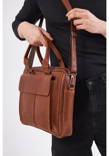 Derinss Dub3099 Hakiki Deri Camel Laptop Ve Evrak Çantası 001